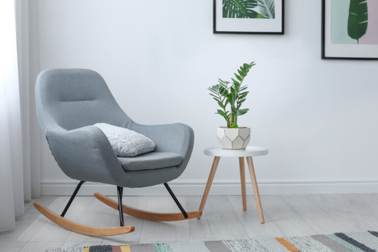 Elegant living room interior with rocking chair